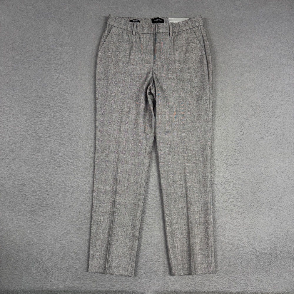 Talbots Pants Womens 4 Grey Glen Plaid Cambridge Straight Leg Full Length NWT